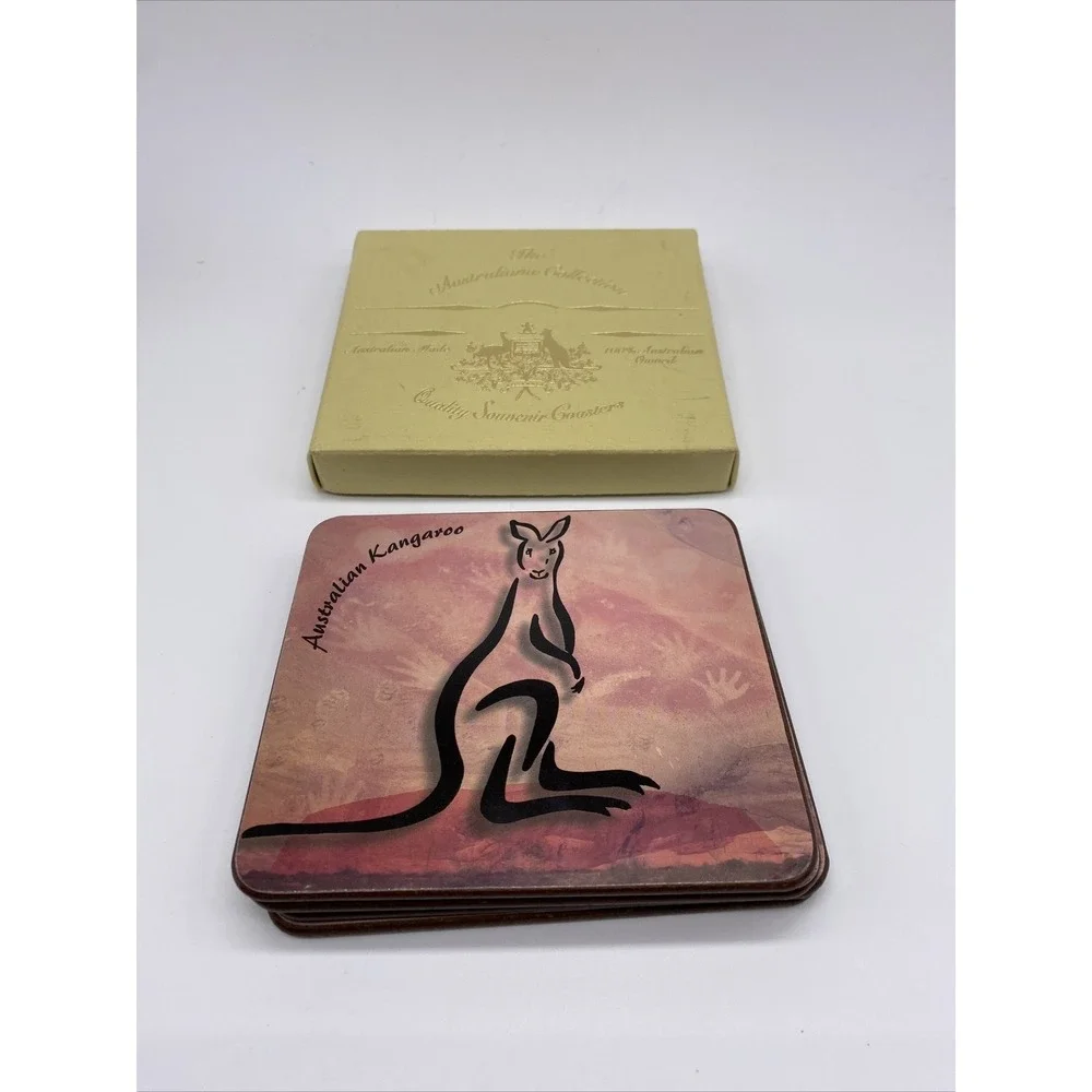 Australian Drink Coasters Tasmanian devil Kookaburra Platypus Kangaroo‎ set of 4